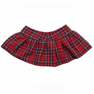 Red Plaid Pleated Micro Mini Skirt Y2K Grunge